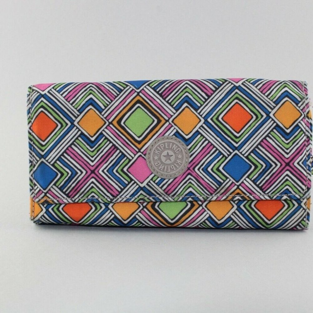 Womans Kipling Teddi Snap Wallet Geometric Stripes